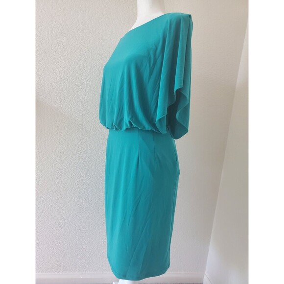 Jessica Simpson Size 4 Woman's Turquoise Blue Green Dress Flutter Sleeves Drape - Picture 6 of 8
